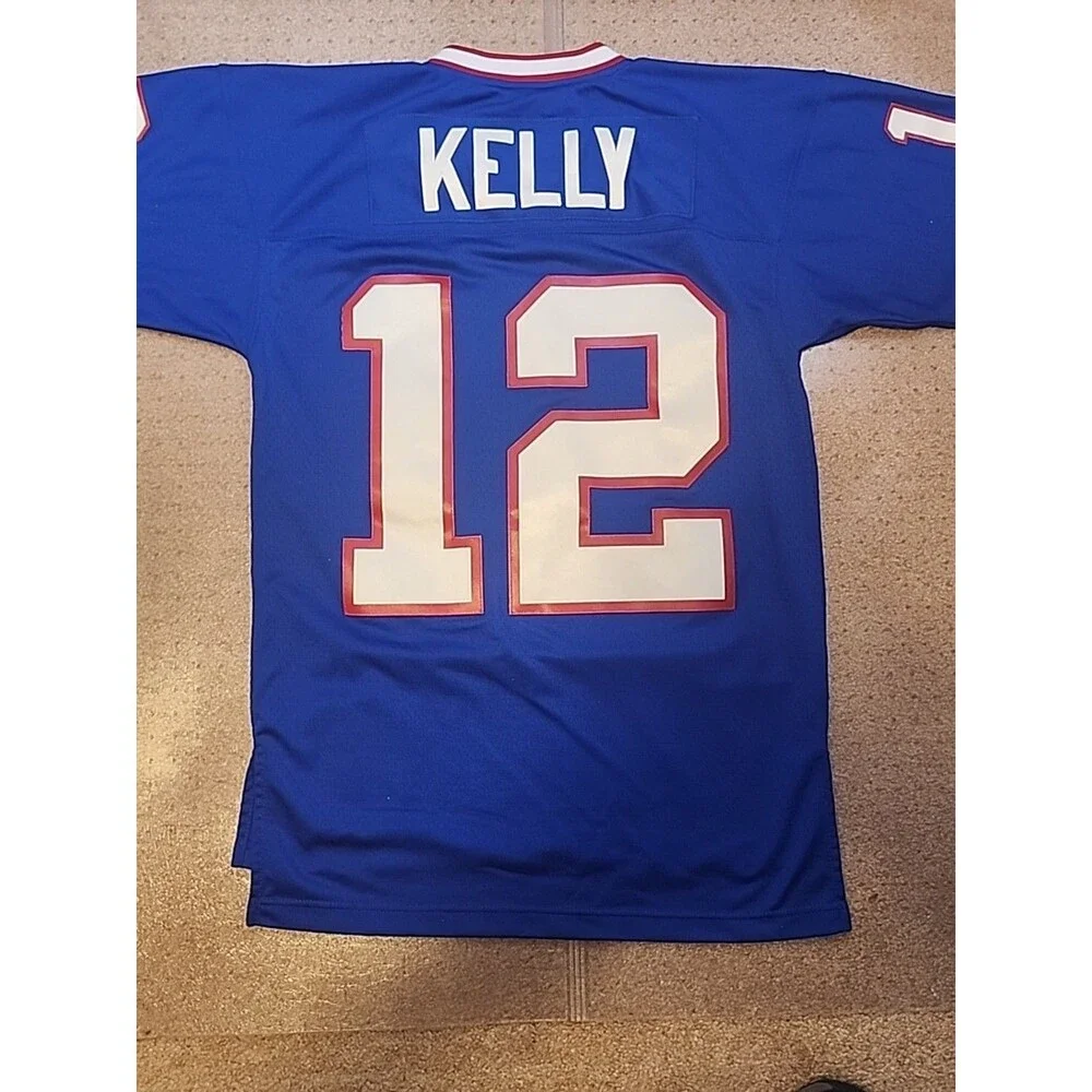 Men's Jim Kelly 1990 Mitchell & Ness Buffalo Bills Throwback Jersey Size 36 (S)